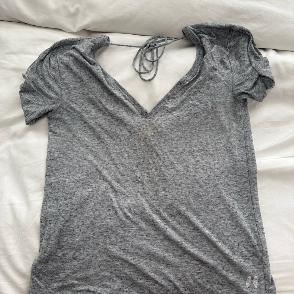 Victoria’s Secret Gray V-Neck Tie Women's Top